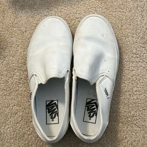 White canvas gently used slip-on vans